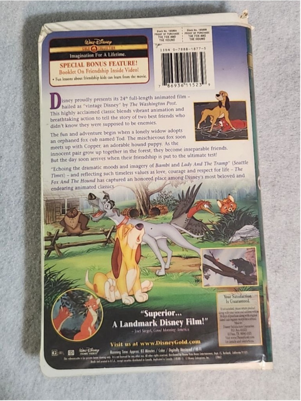 Set of 3Vintage Walt Disney VHS Tapes The Fox and the Hound, Pinocchio, Aladdin - Picture 9 of 10